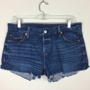 Levis 501 Blue Button Fly Denim Shorts 28